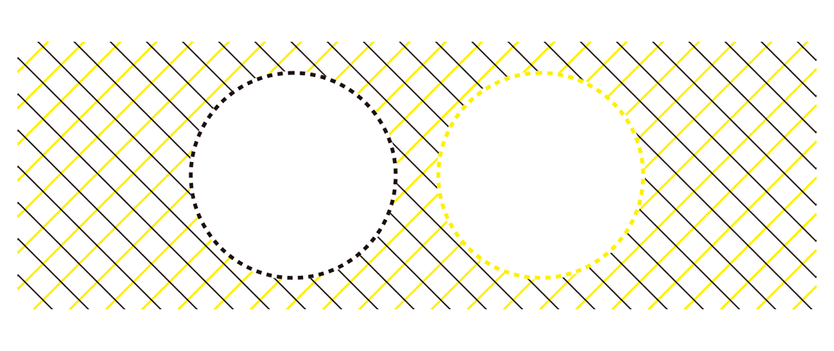 La imagen titulada "Conocimiento compartido (exterior)" muestra dos círculos delineados por bordes discontinuos y superpuestos en un fondo rayado continuo, simbolizando el conocimiento compartido externo que rodea las perspectivas individuales representadas por los círculos.